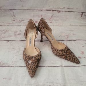 Manolo Blahnik Suede Animal Print D'orsay Heels